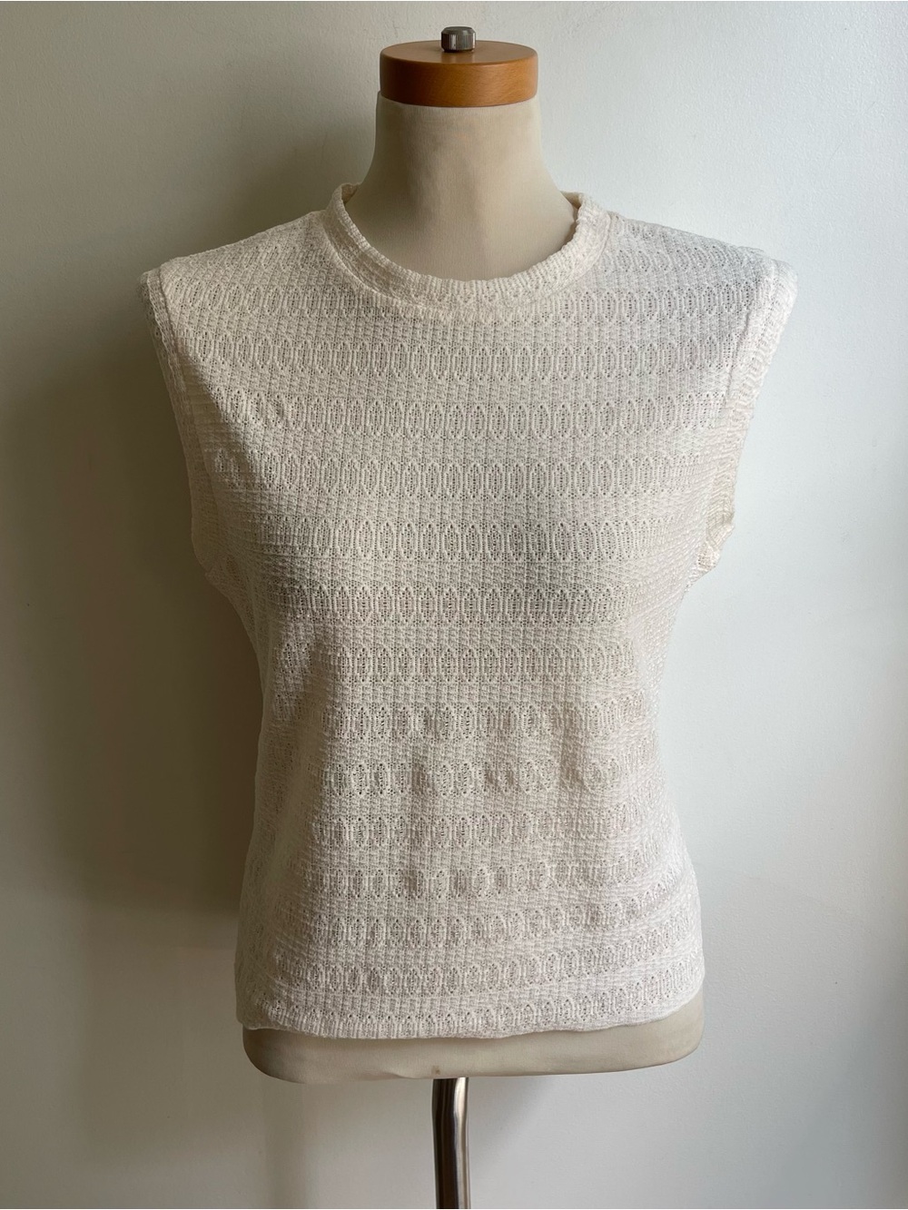 Rag & Bone Julia Muscle Tank Top Cream Pointelle Knit Minimalist Preppy Medium
